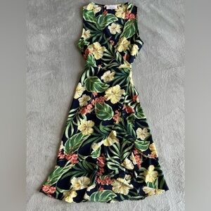 Bacio Tropical Hawaii Ruffles Accent Wrap Dress size S